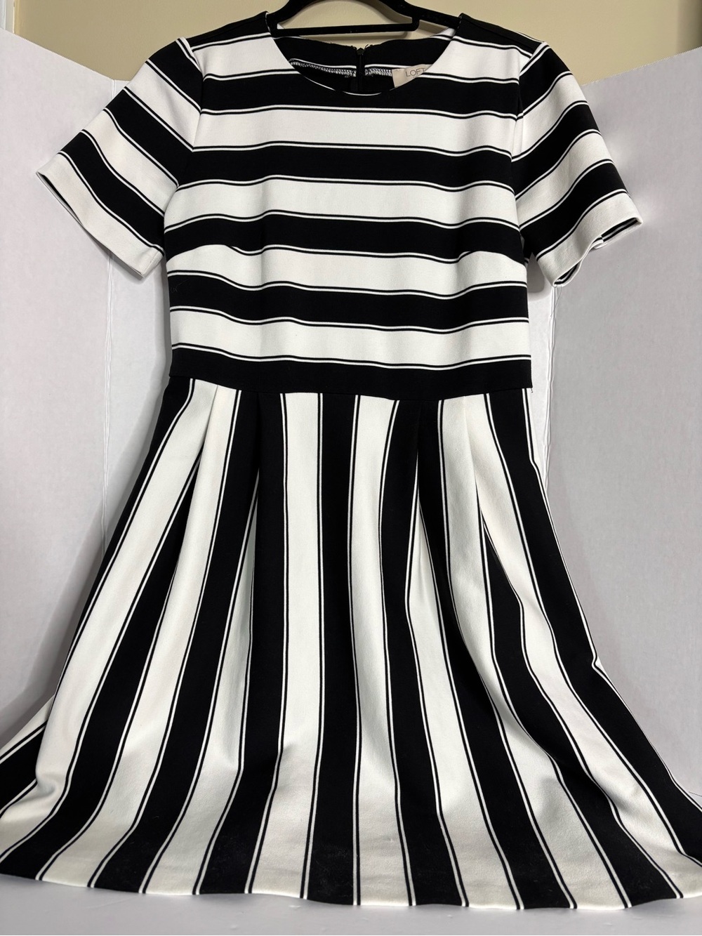 LOFT Black and White Striped Dress